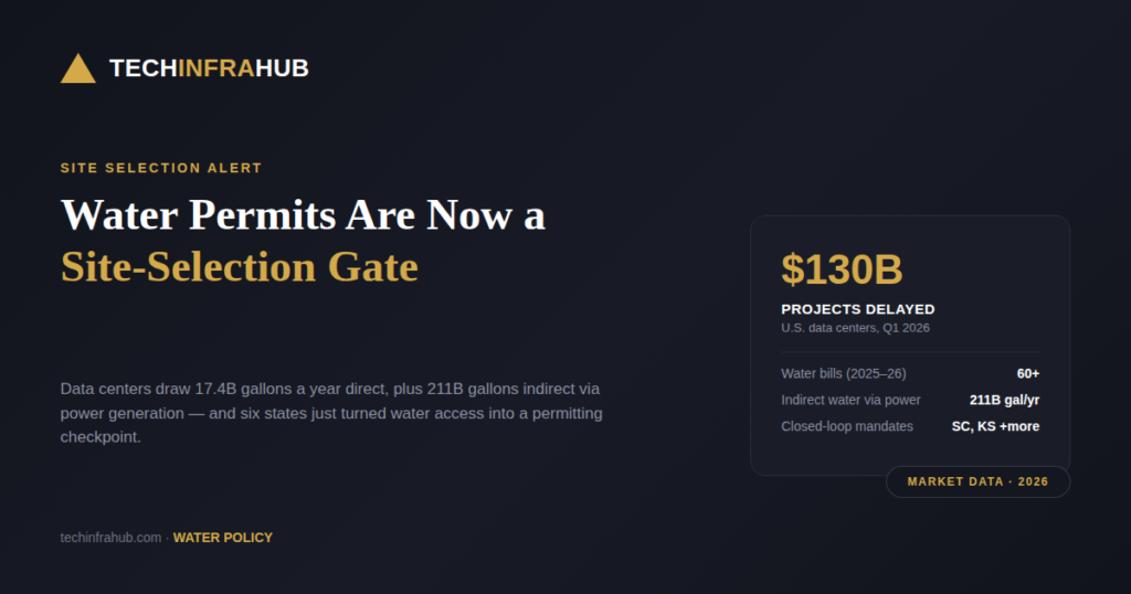 Data center water permits site selection 2026 infographic